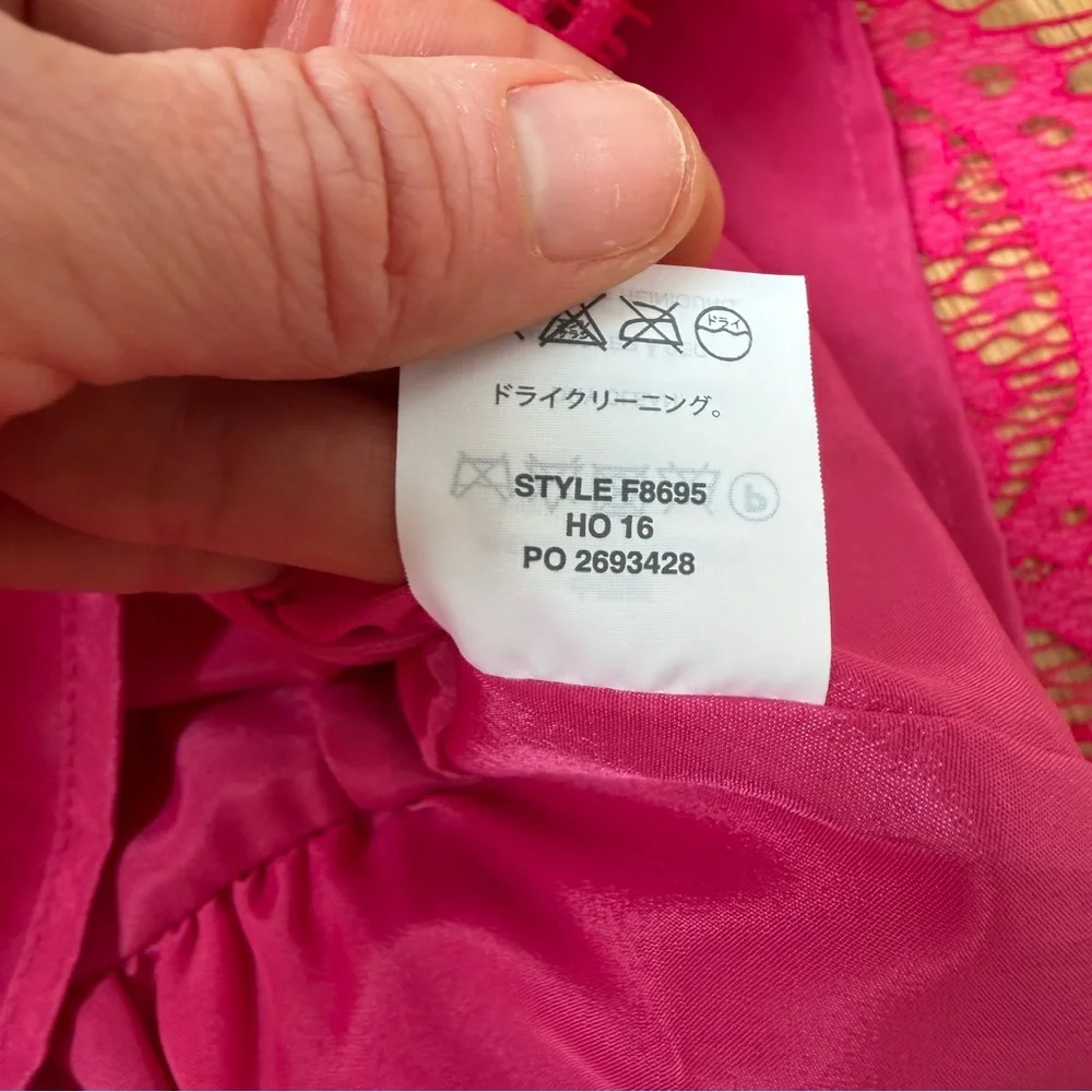 NWT J. Crew Peplum Lace Blouse Size 2 Bright Pink
